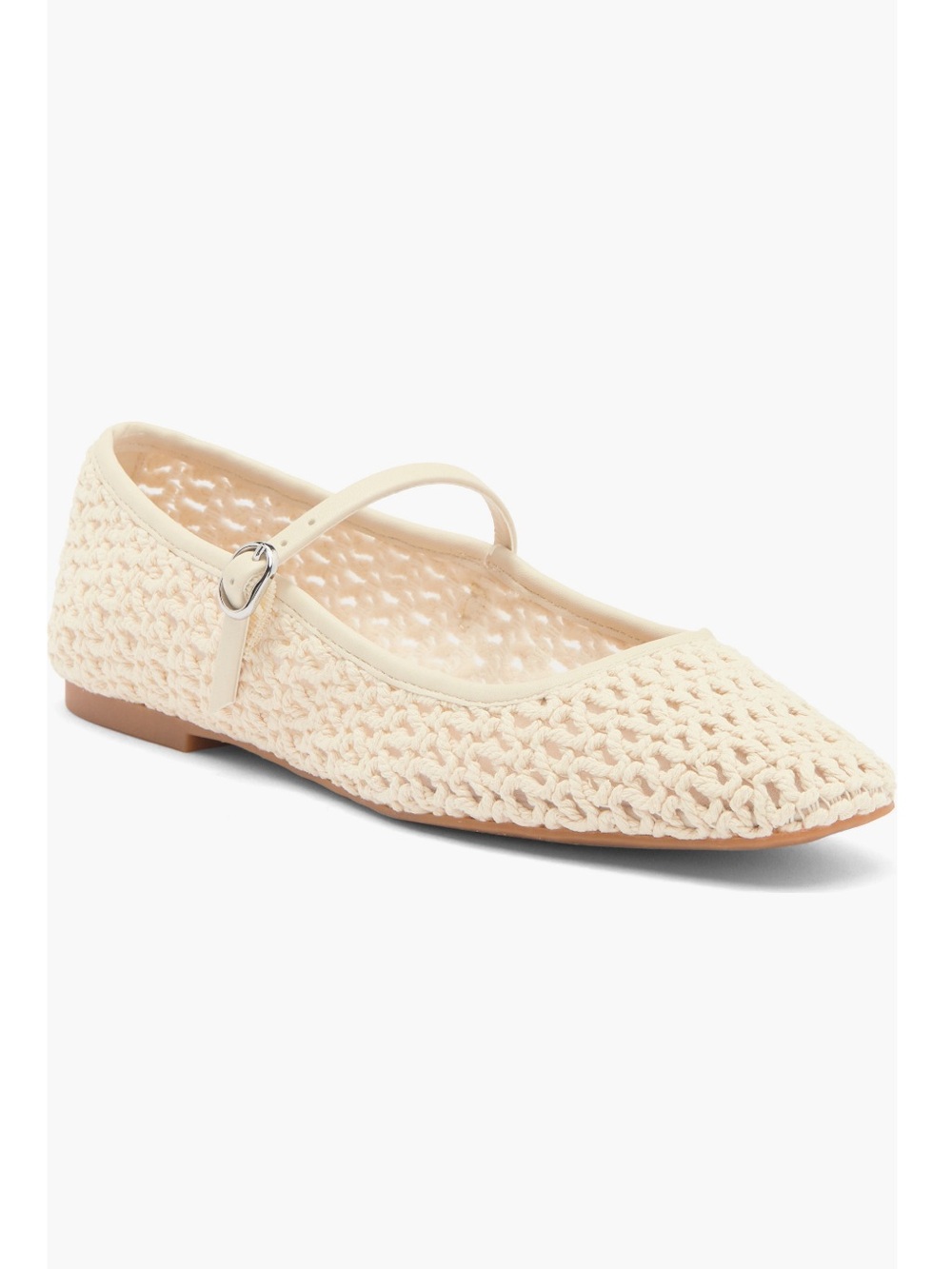 Steve Madden Marree Mary Jane Cream Crochet Flat